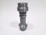 A silver 3D-printed cylindrical part with a flanged base, shown on a plain white background.