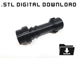 A black 3D-printed saber hilt piece shown on a white background, with '.STL DIGITAL DOWNLOAD' text at the top and a folder download icon in the bottom right.